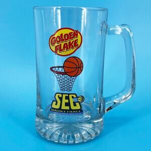 glass beer mug SEC Basketball Tournament 2000s vintage Golden Flake